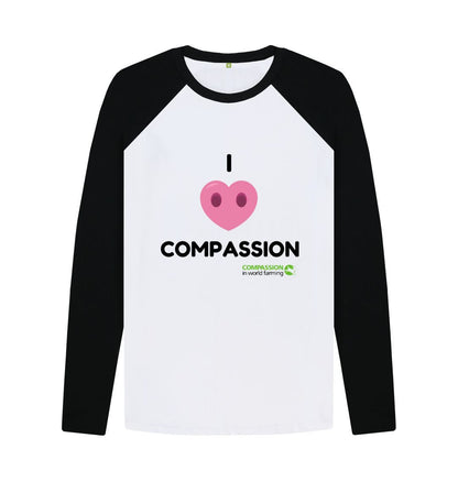 Black-White Men's Compassion Baseball T-Shirt