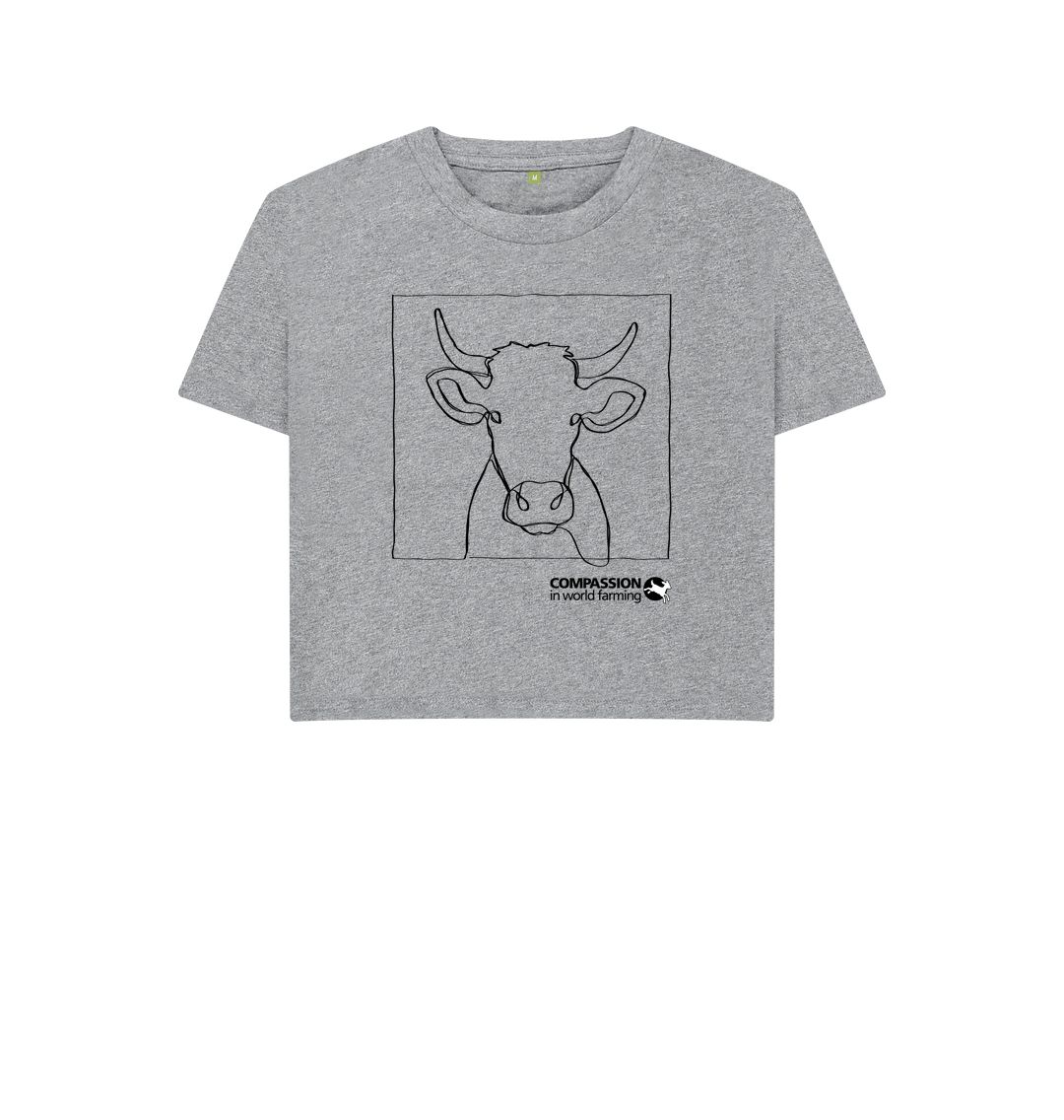 Athletic Grey Women's Cow Boxy T-shirt