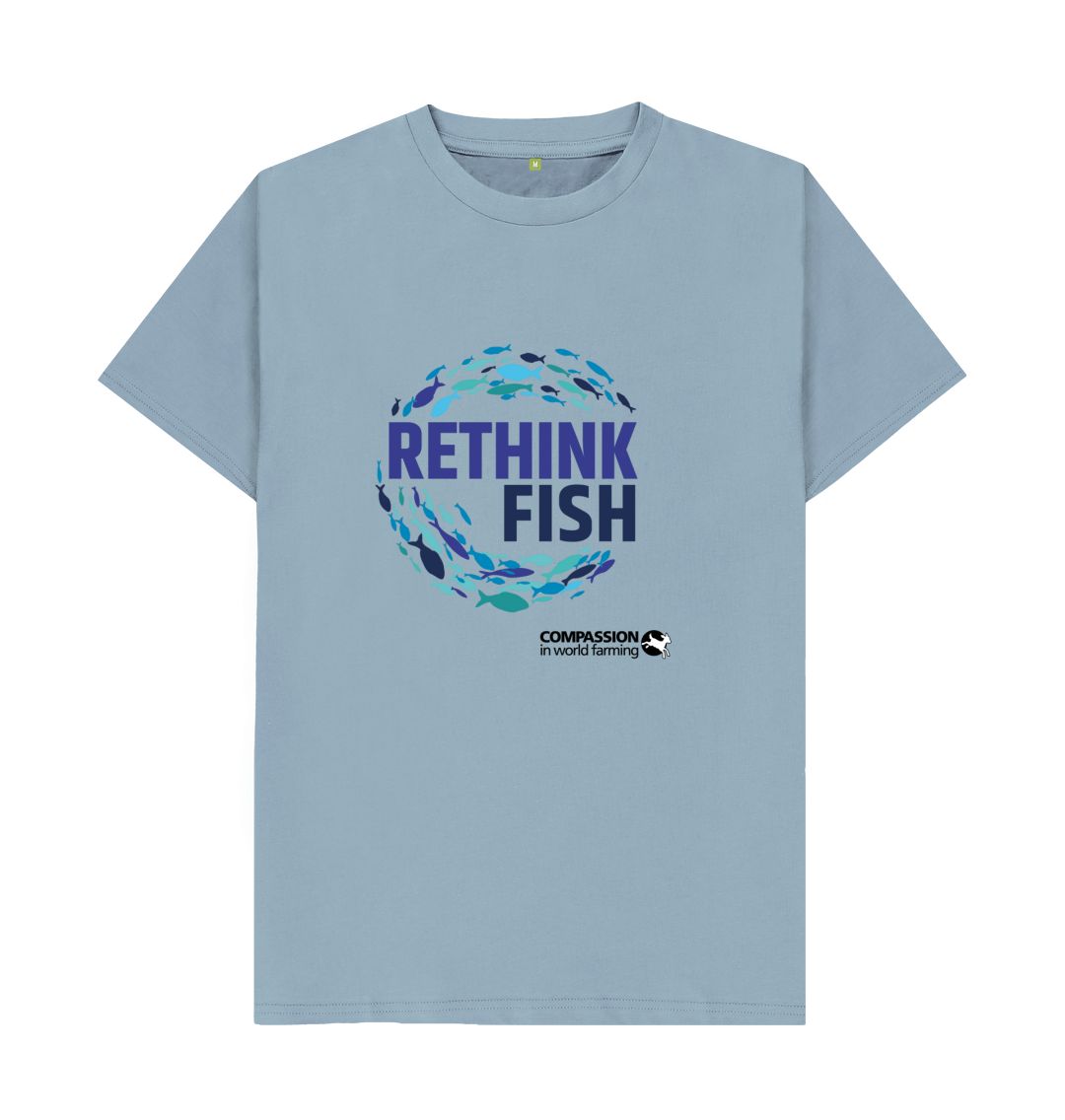 Stone Blue Unisex Rethink Fish T-Shirt
