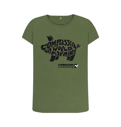 Khaki Women's Compassion Pig T-Shirt