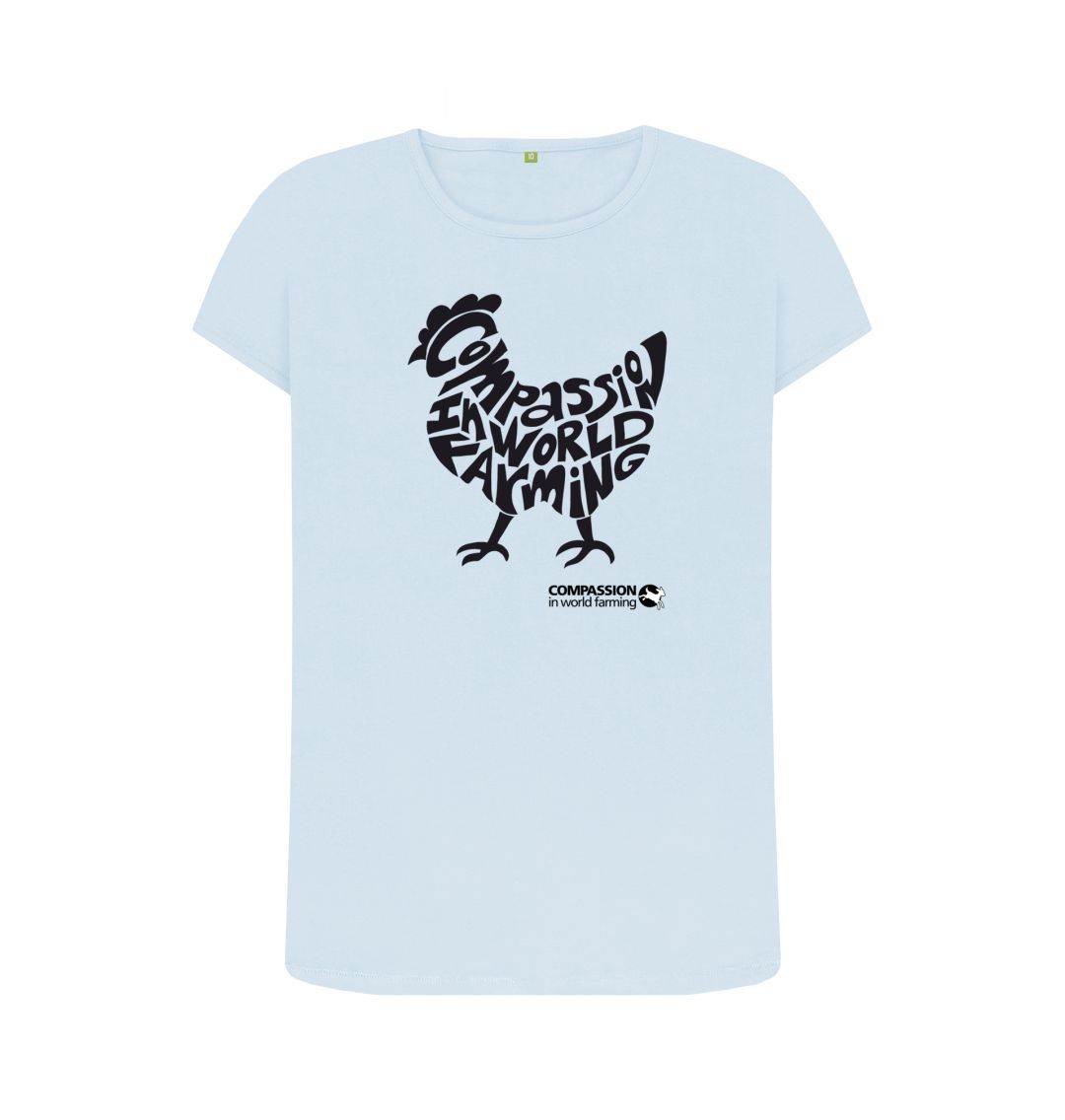 Sky Blue Women's Compassion Chicken  T-Shirt