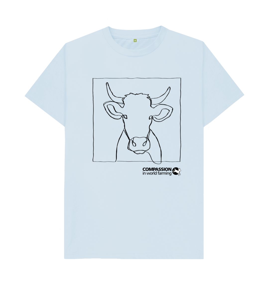 Sky Blue Men's Cow T-Shirt