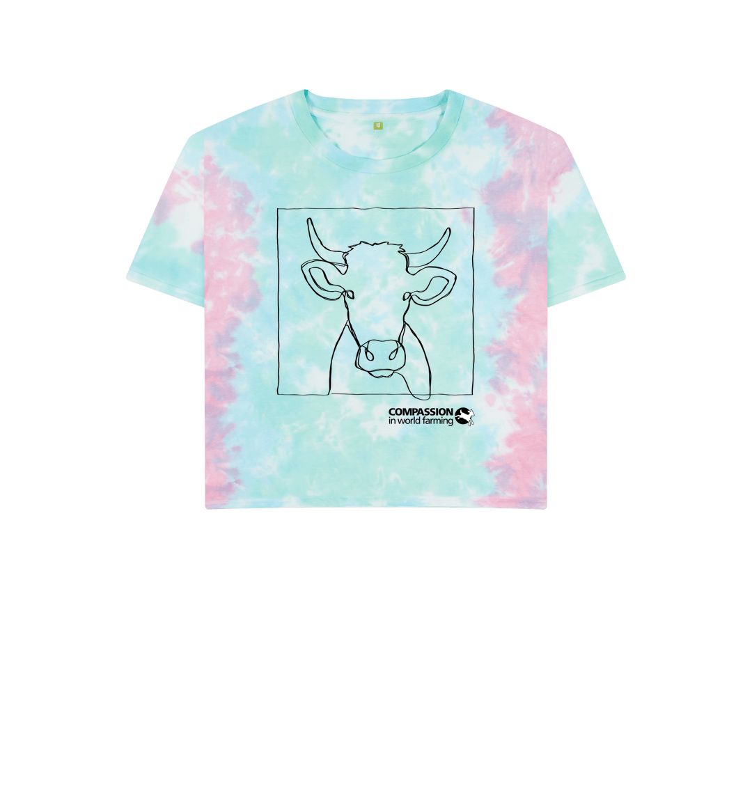 Pastel Tie Dye Women's Cow Boxy T-shirt
